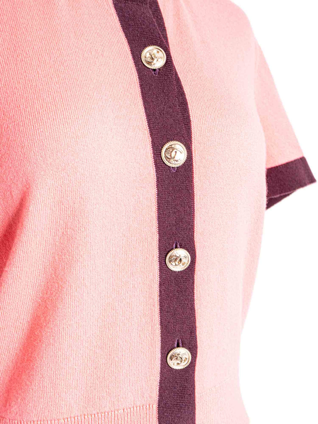 Top Quality Chanel CC Logo Cashmere Cardigan Pink Dark Purple