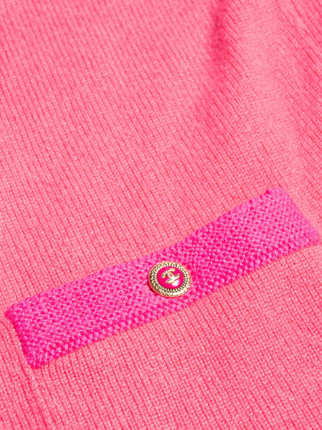 Top Quality Chanel CC Logo Cashmere Color Block Cardigan Pink