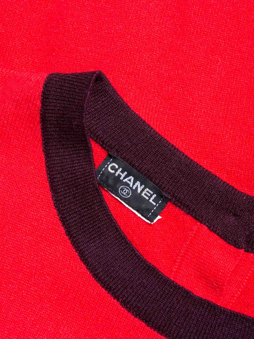 Top Quality Chanel CC Logo Cashmere Cropped Top Burgundy Red