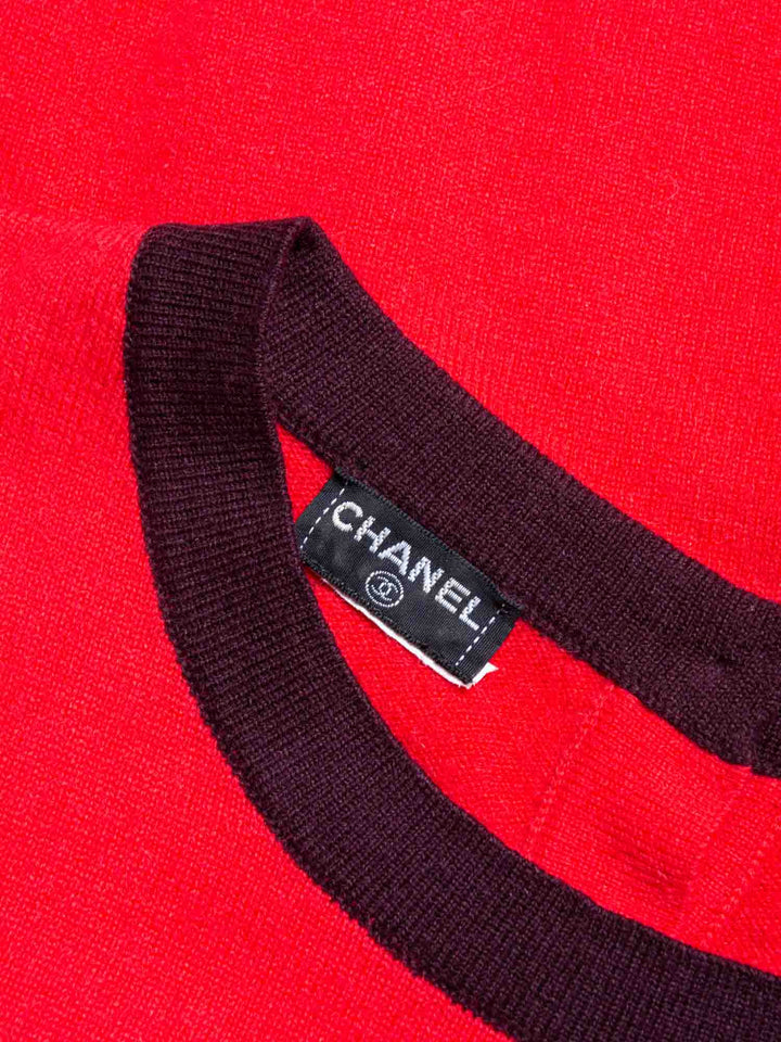 Top Quality Chanel CC Logo Cashmere Cropped Top Burgundy Red
