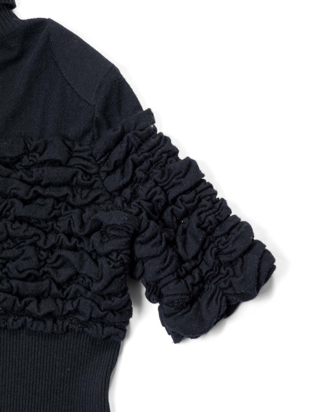 Top Quality Chanel CC Logo Cashmere Knit Raffled Sweater Black