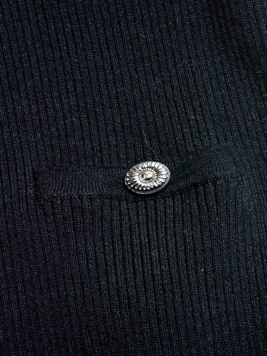 Top Quality Chanel CC Logo Cashmere Knit Raffled Sweater Black