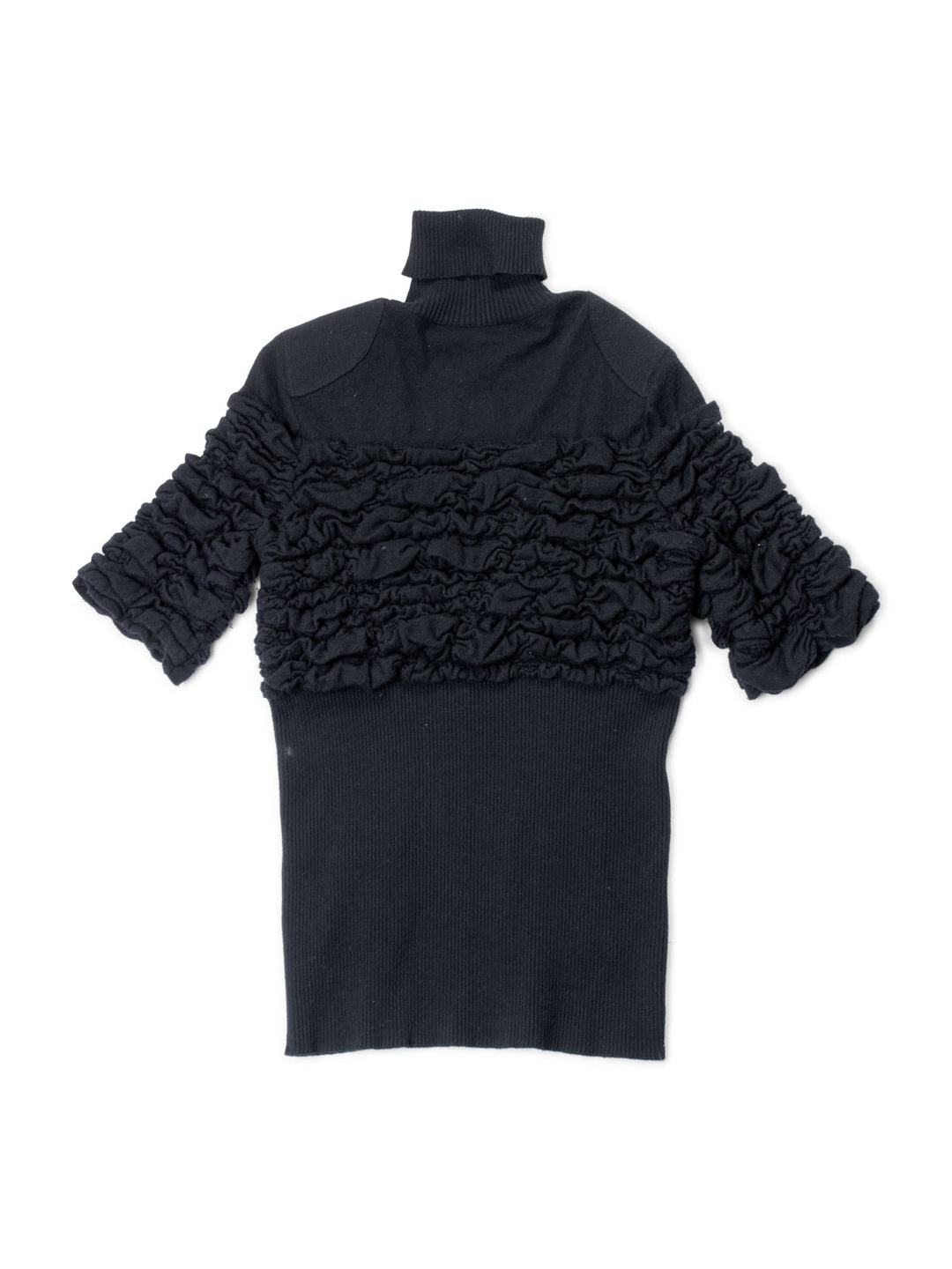 Top Quality Chanel CC Logo Cashmere Knit Raffled Sweater Black