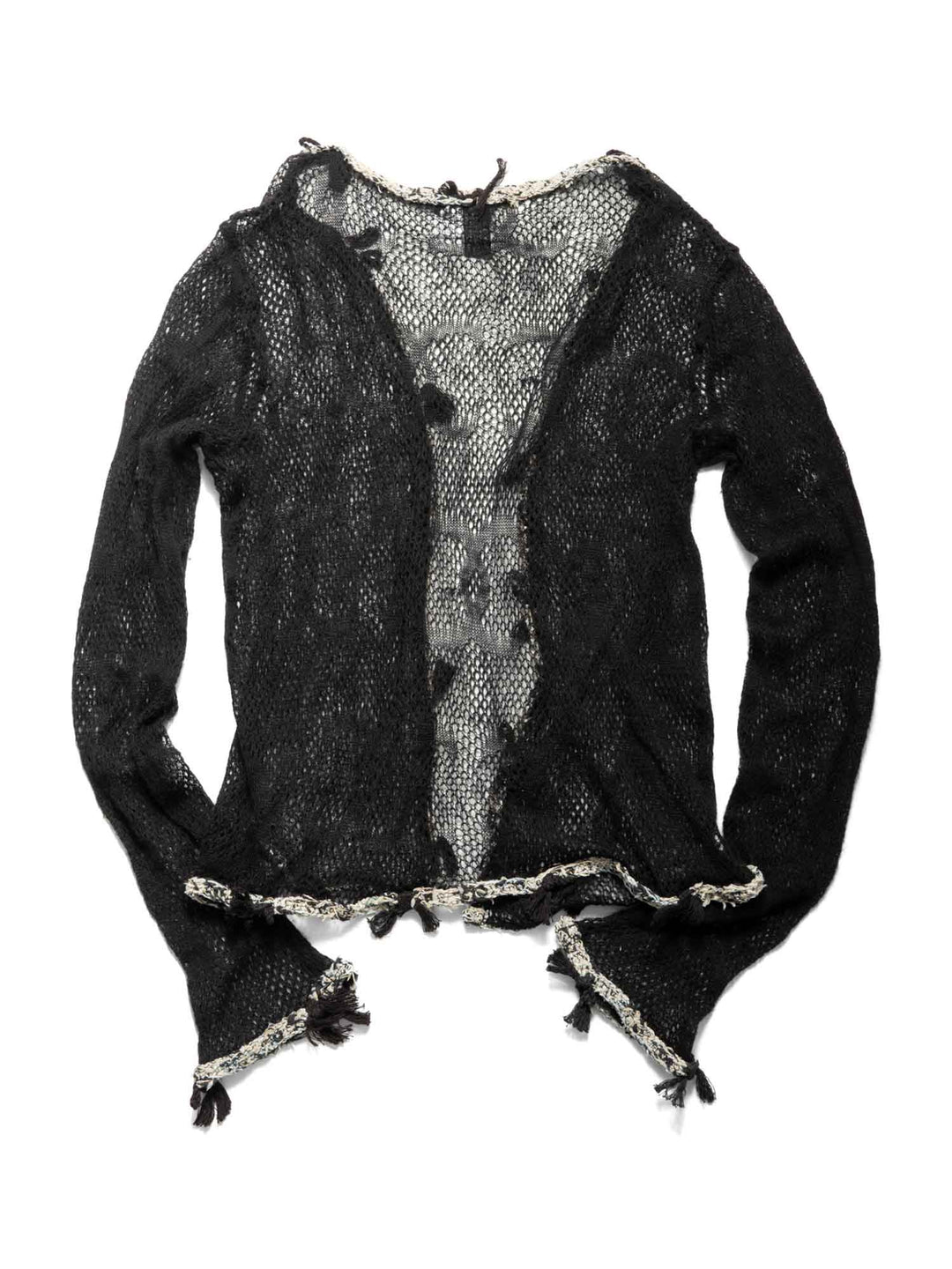 Top Quality Chanel CC Logo Cashmere Knitted Distressed Cardigan Black