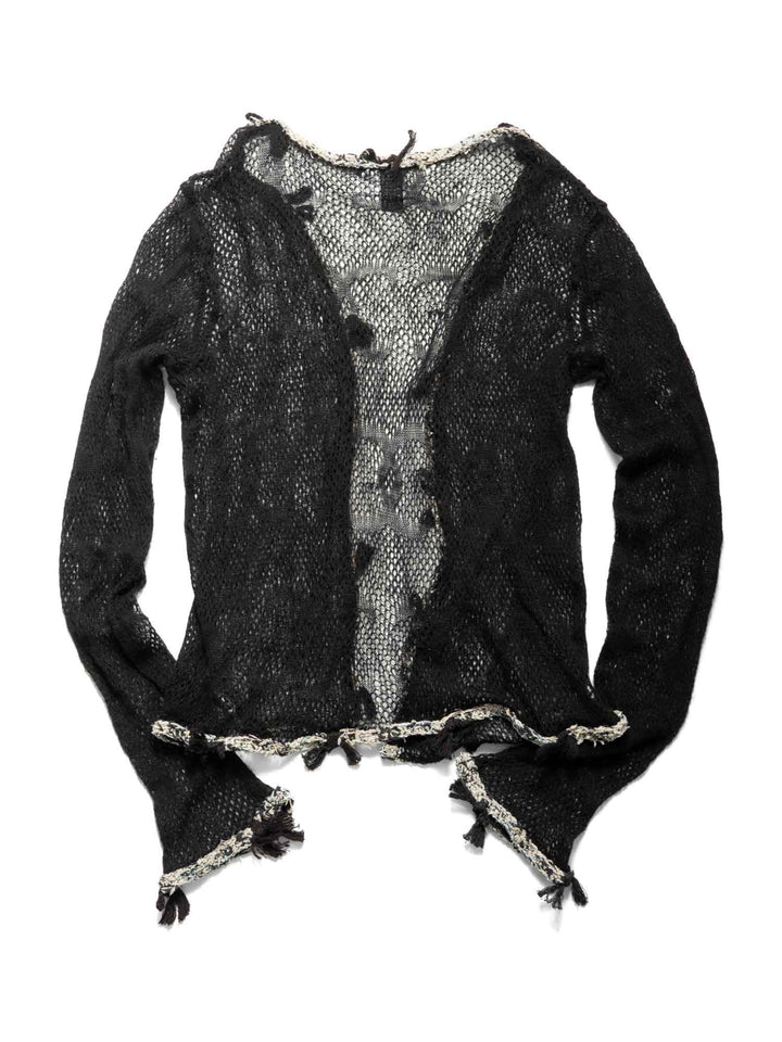 Top Quality Chanel CC Logo Cashmere Knitted Distressed Cardigan Black