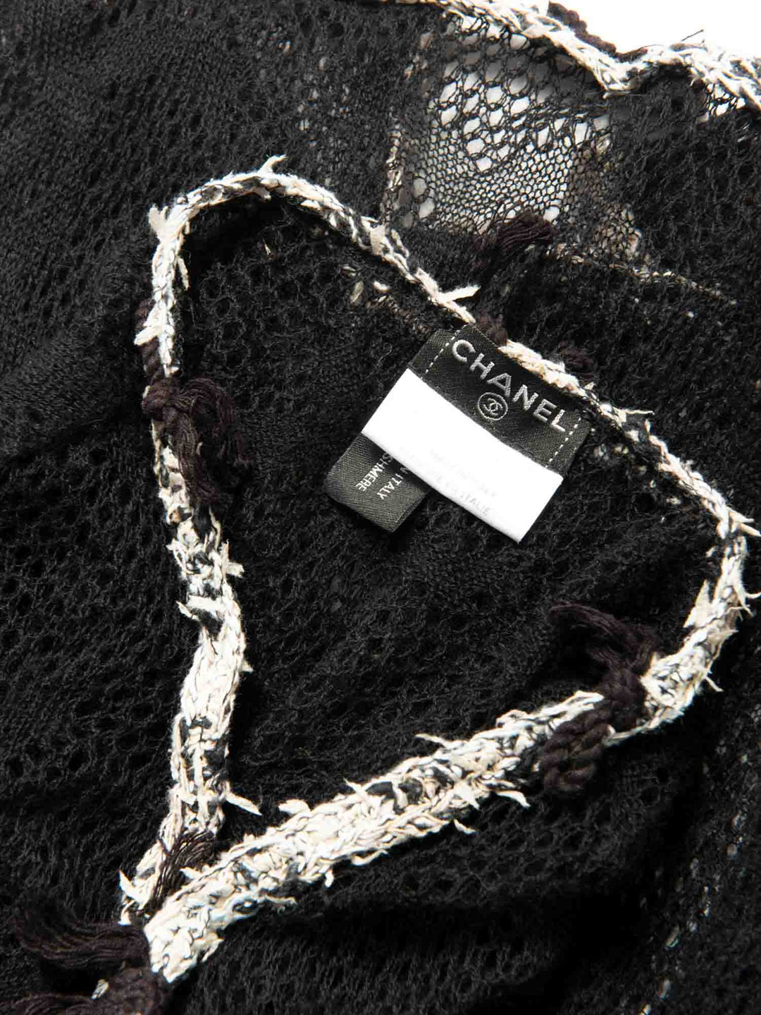 Top Quality Chanel CC Logo Cashmere Knitted Distressed Cardigan Black