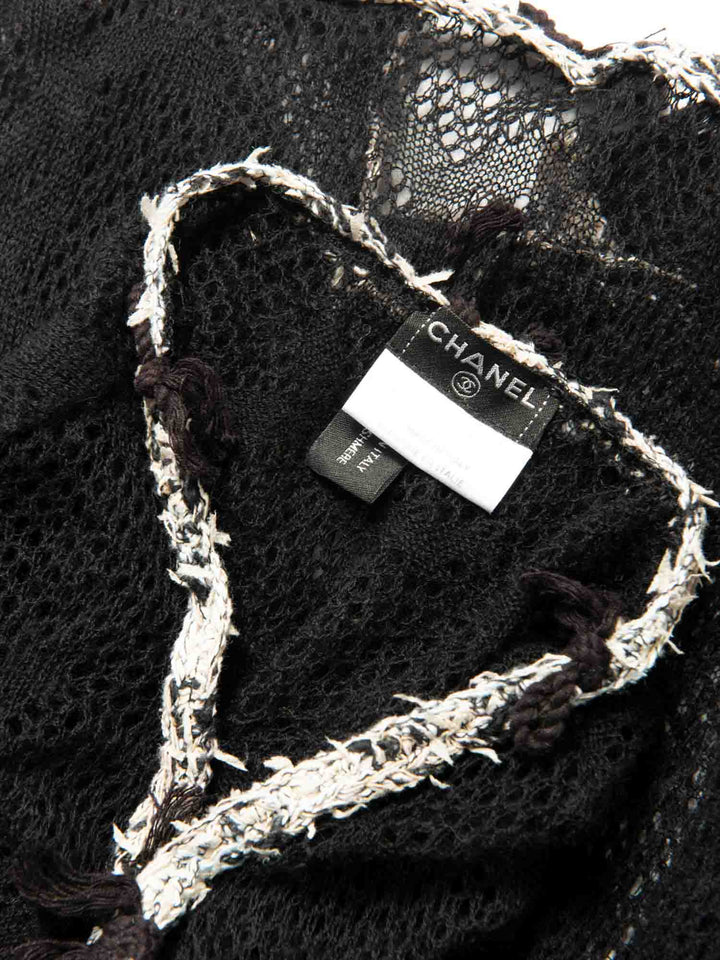 Top Quality Chanel CC Logo Cashmere Knitted Distressed Cardigan Black