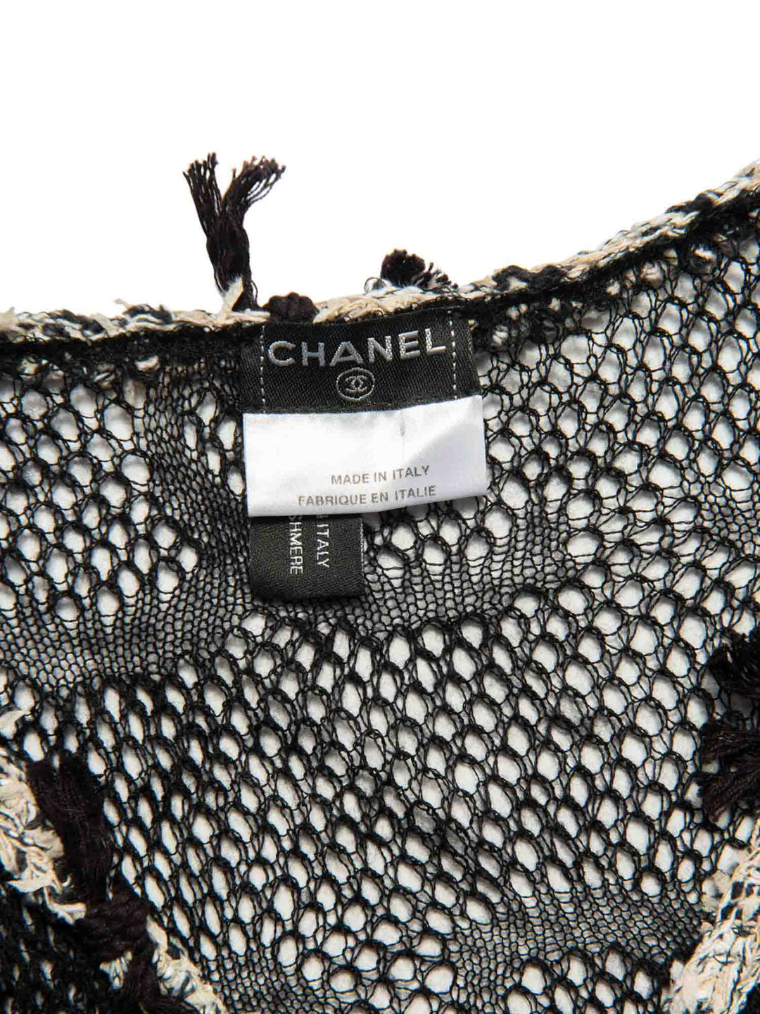 Top Quality Chanel CC Logo Cashmere Knitted Distressed Cardigan Black