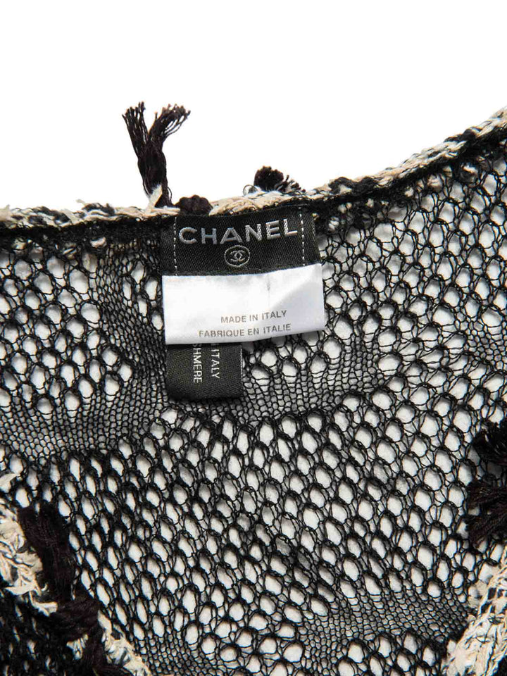 Top Quality Chanel CC Logo Cashmere Knitted Distressed Cardigan Black