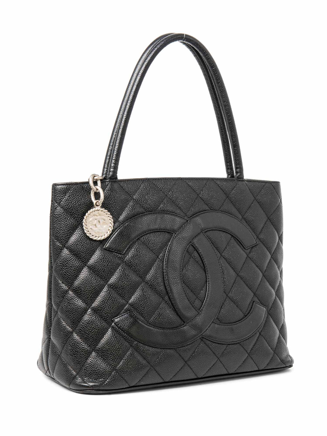 Top Quality Chanel CC Logo Caviar Cambon Handbag Black Silver