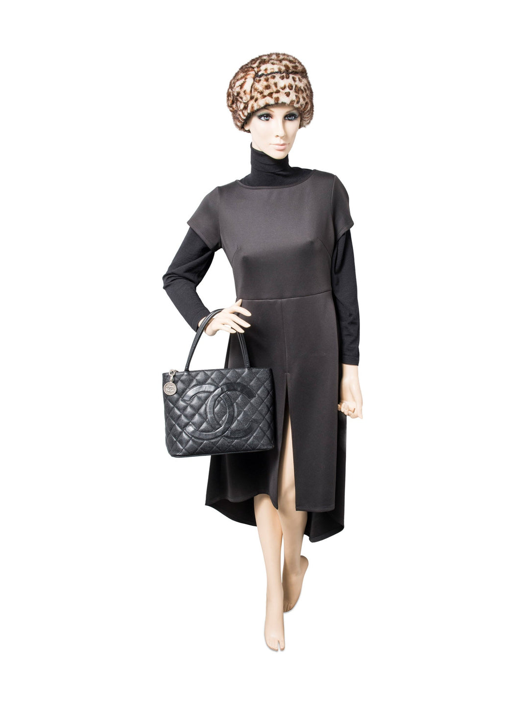 Top Quality Chanel CC Logo Caviar Cambon Handbag Black Silver