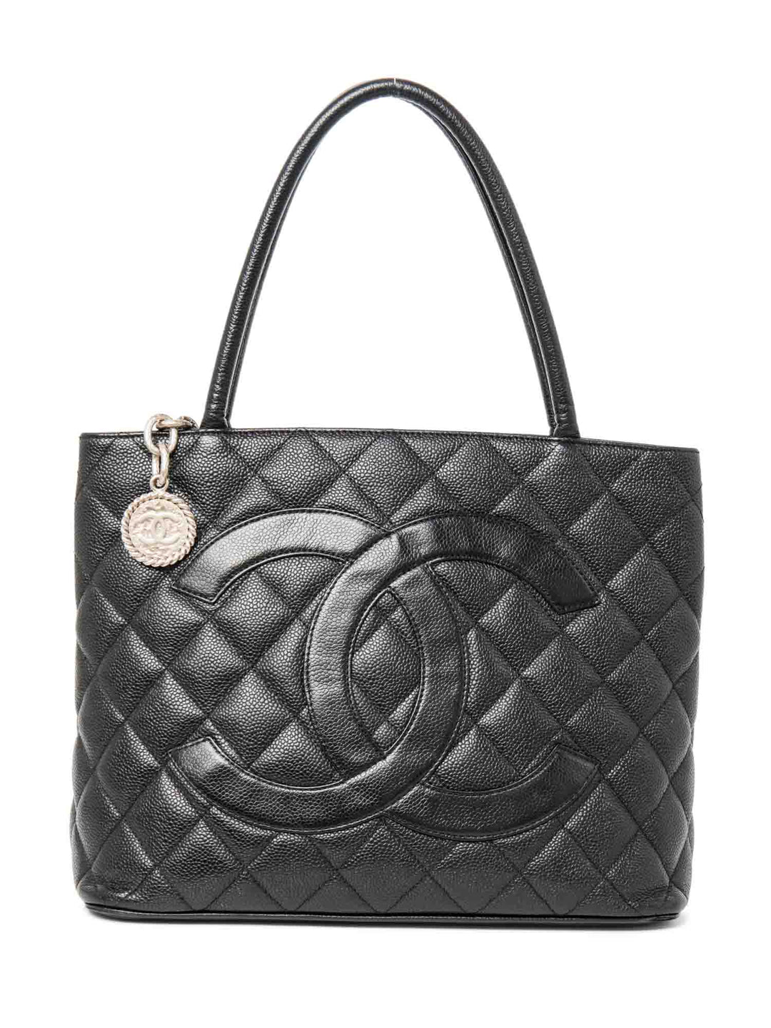 Top Quality Chanel CC Logo Caviar Cambon Handbag Black Silver