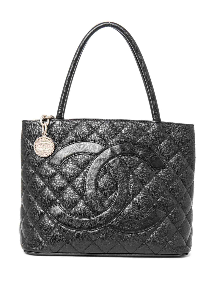 Top Quality Chanel CC Logo Caviar Cambon Handbag Black Silver