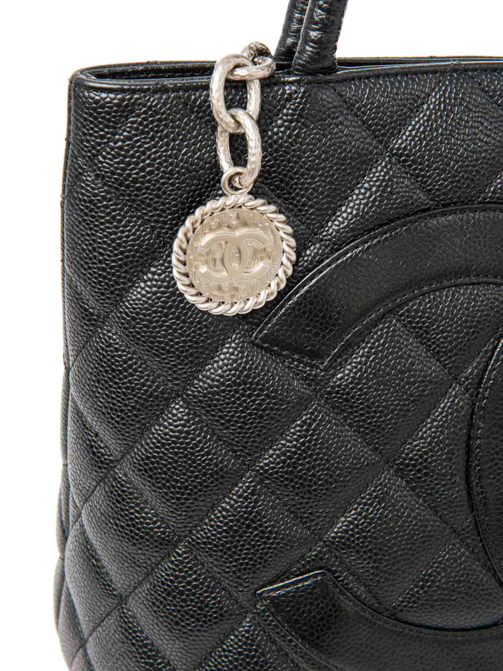 Top Quality Chanel CC Logo Caviar Cambon Handbag Black Silver