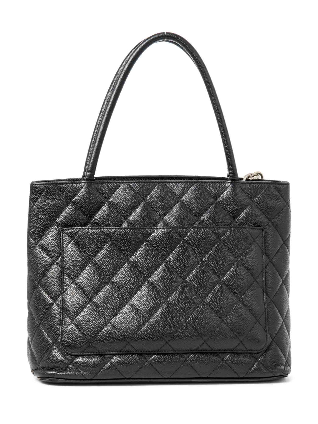 Top Quality Chanel CC Logo Caviar Cambon Handbag Black Silver