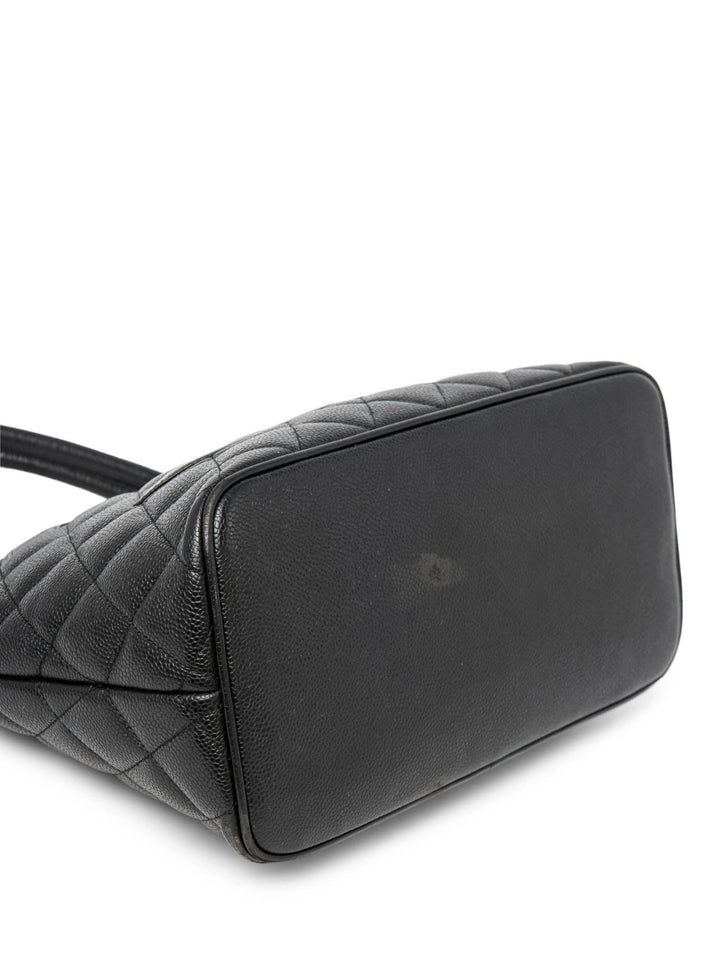 Top Quality Chanel CC Logo Caviar Cambon Handbag Black Silver