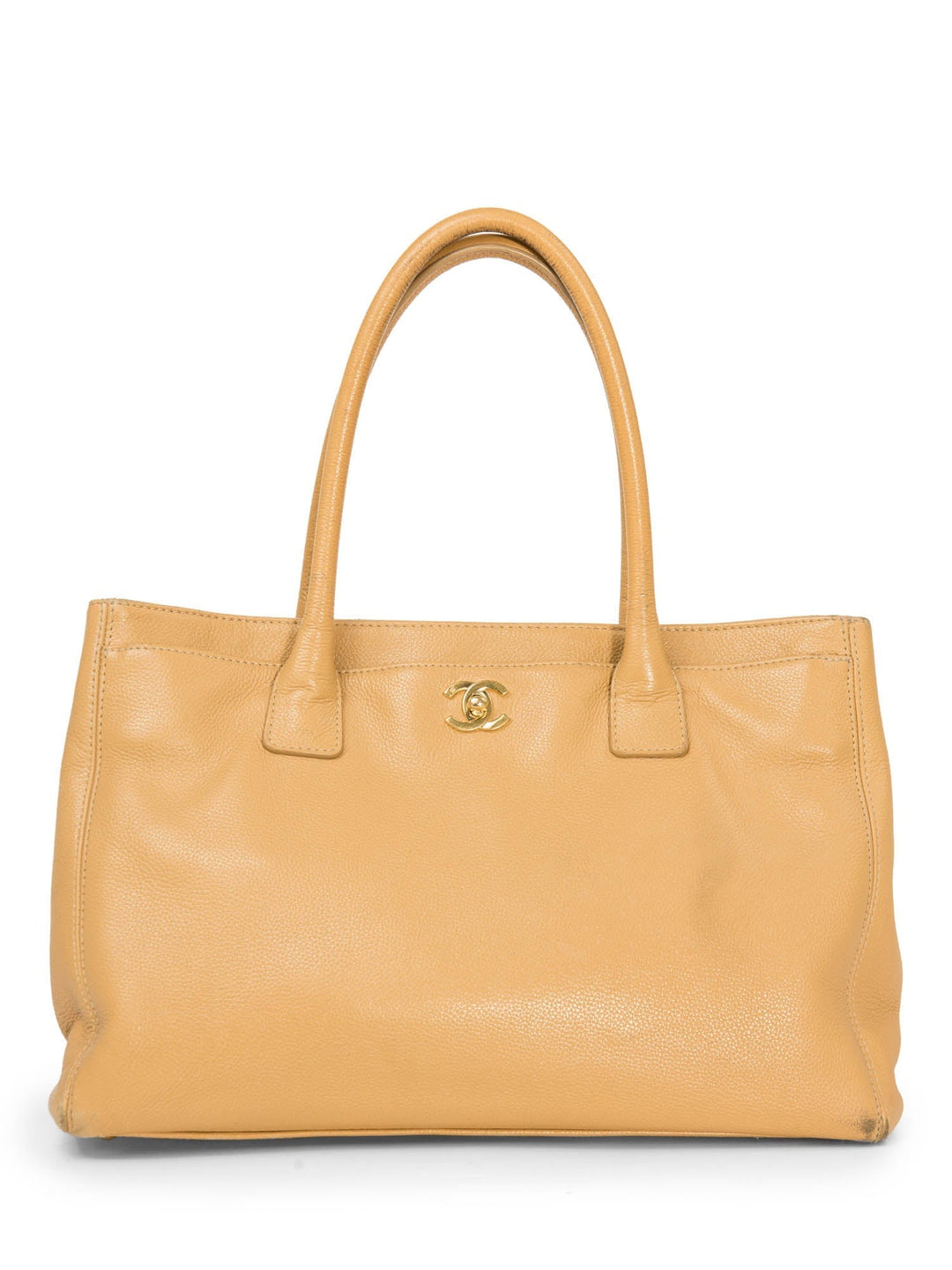 Top Quality Chanel CC Logo Caviar Leather Cerf Tote Bag Beige