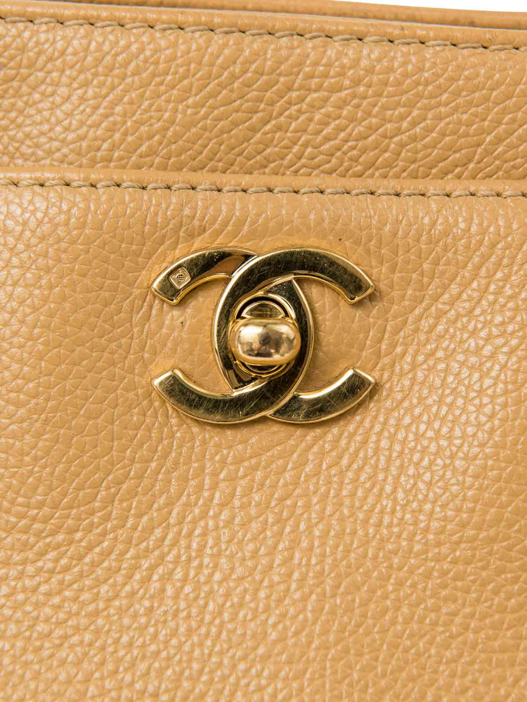 Top Quality Chanel CC Logo Caviar Leather Cerf Tote Bag Beige