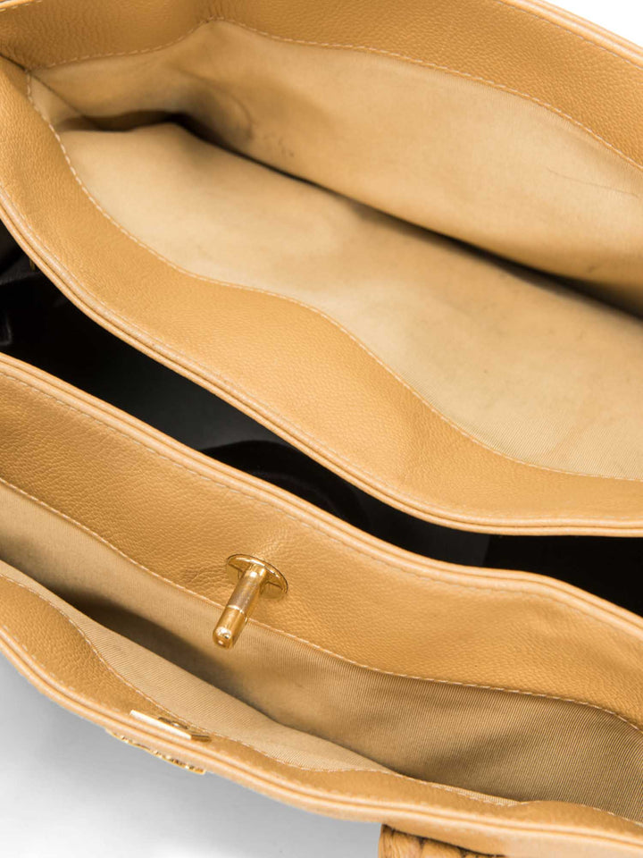 Top Quality Chanel CC Logo Caviar Leather Cerf Tote Bag Beige