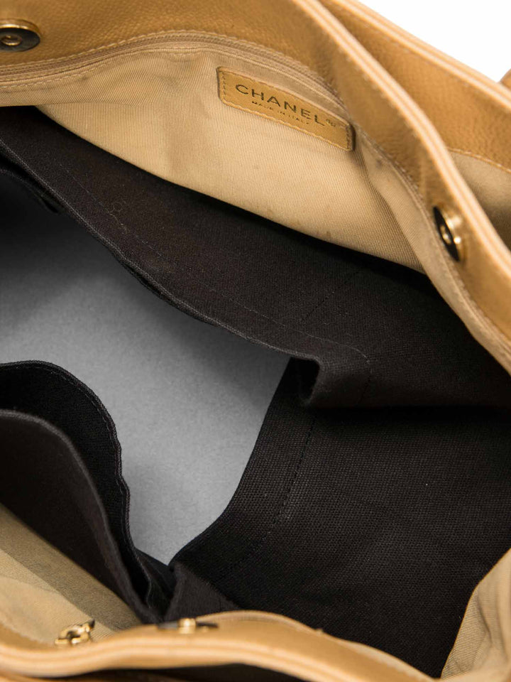 Top Quality Chanel CC Logo Caviar Leather Cerf Tote Bag Beige