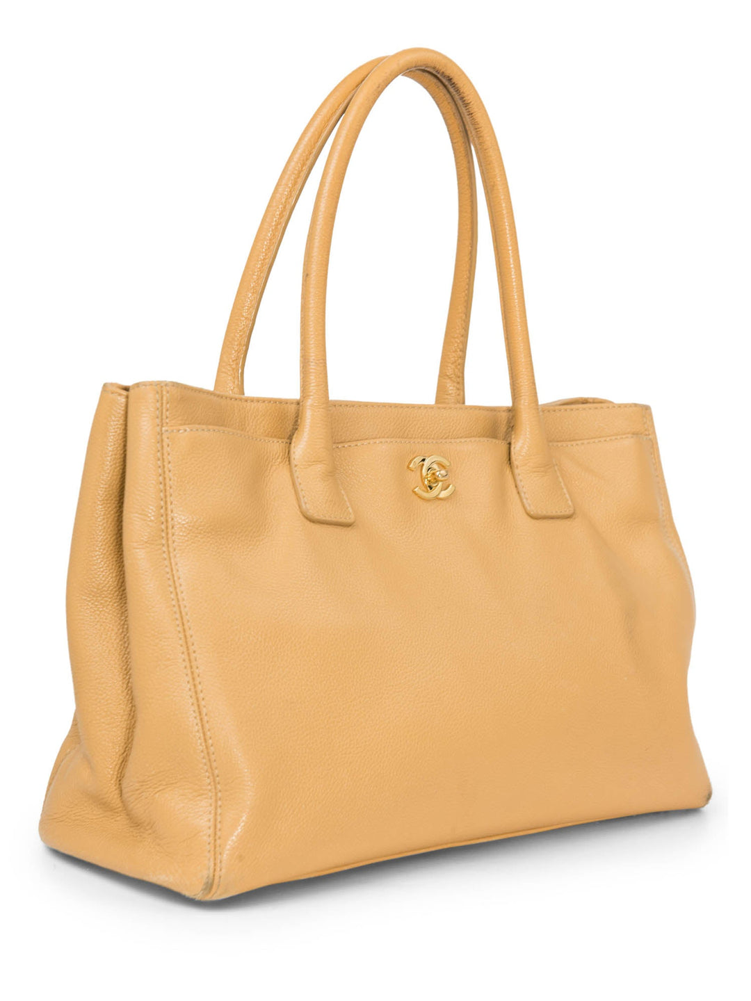 Top Quality Chanel CC Logo Caviar Leather Cerf Tote Bag Beige