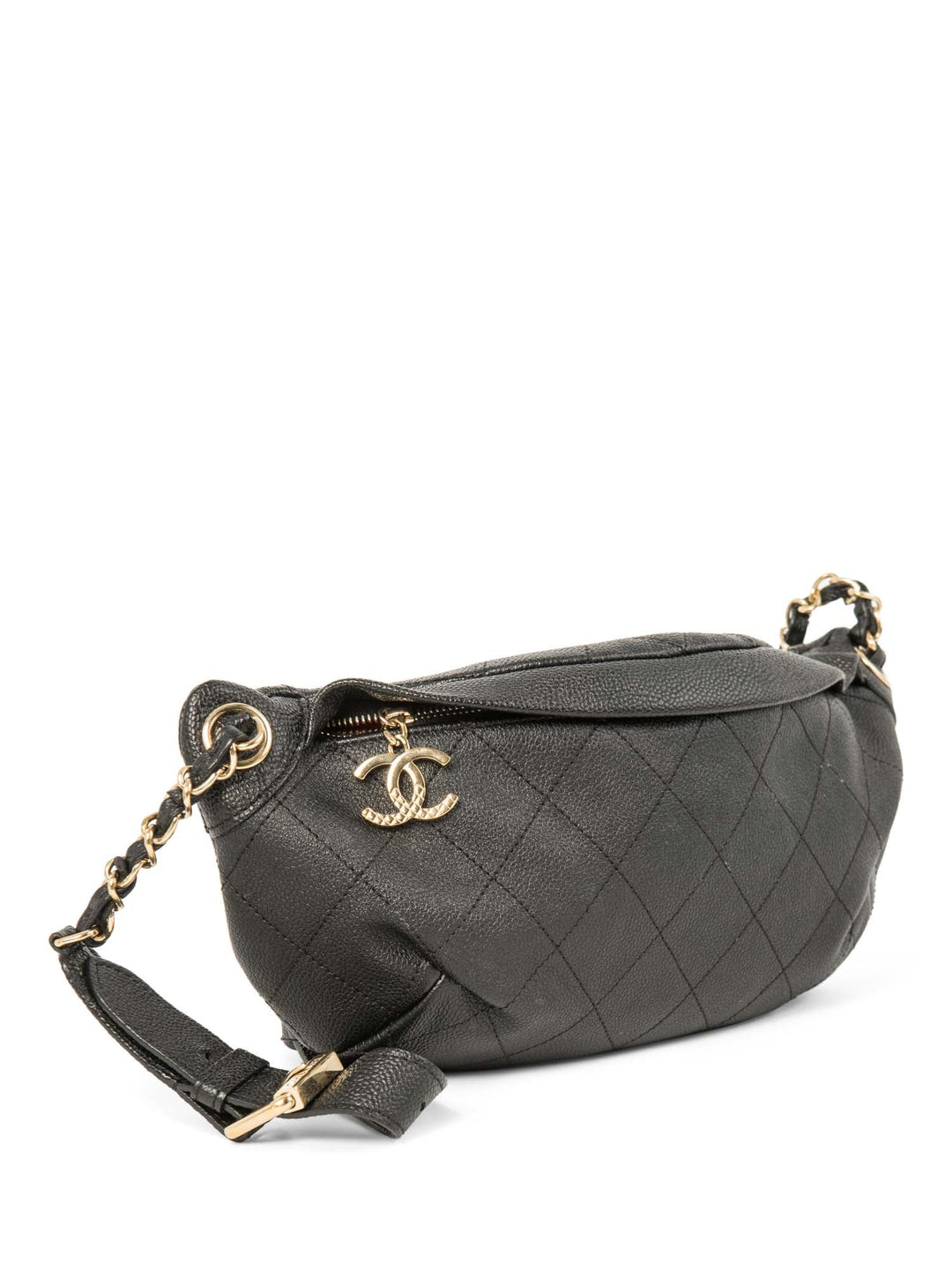 Top Quality Chanel CC Logo Caviar Leather Fanny Pack Waist Bag Black