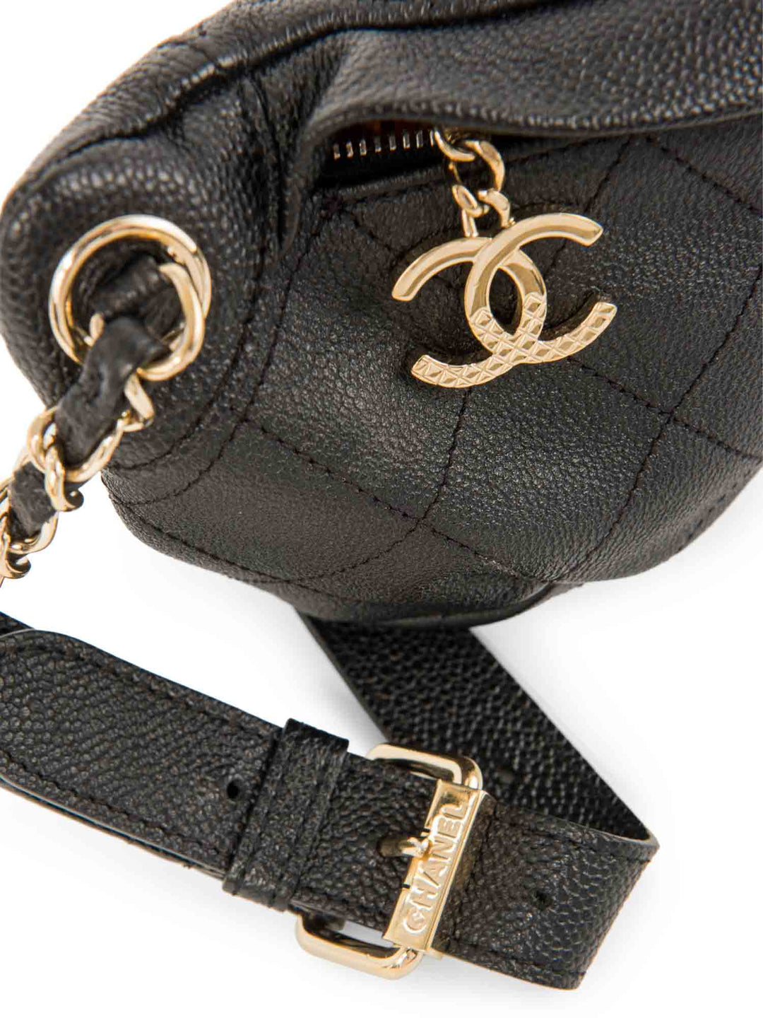 Top Quality Chanel CC Logo Caviar Leather Fanny Pack Waist Bag Black