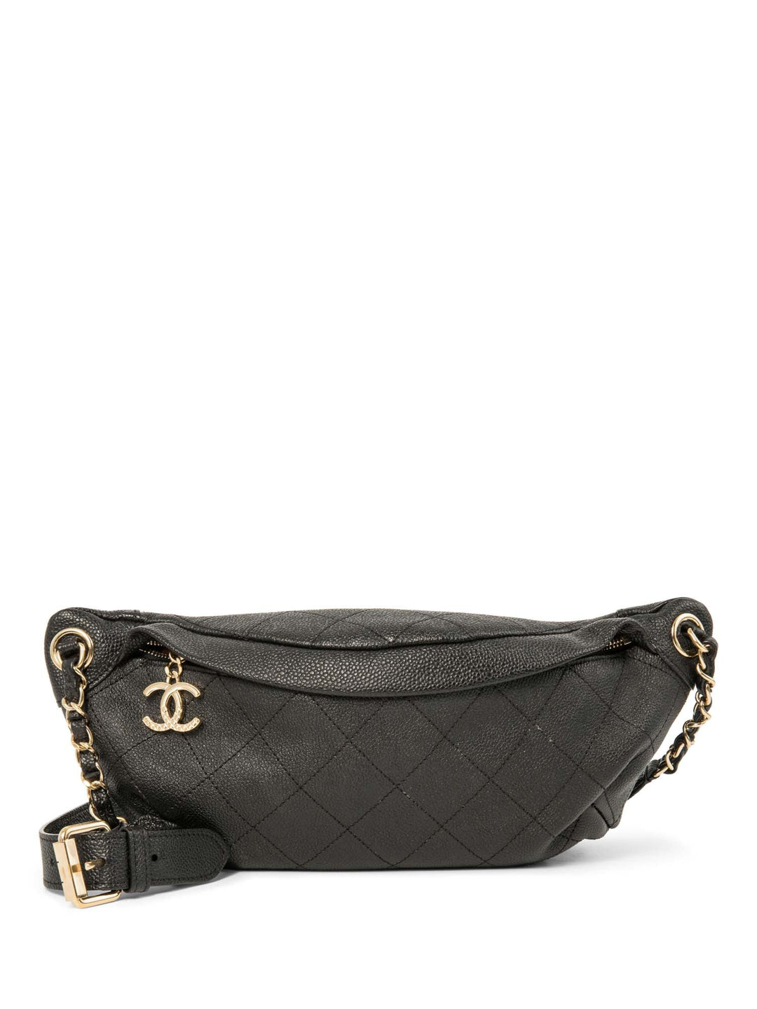 Top Quality Chanel CC Logo Caviar Leather Fanny Pack Waist Bag Black