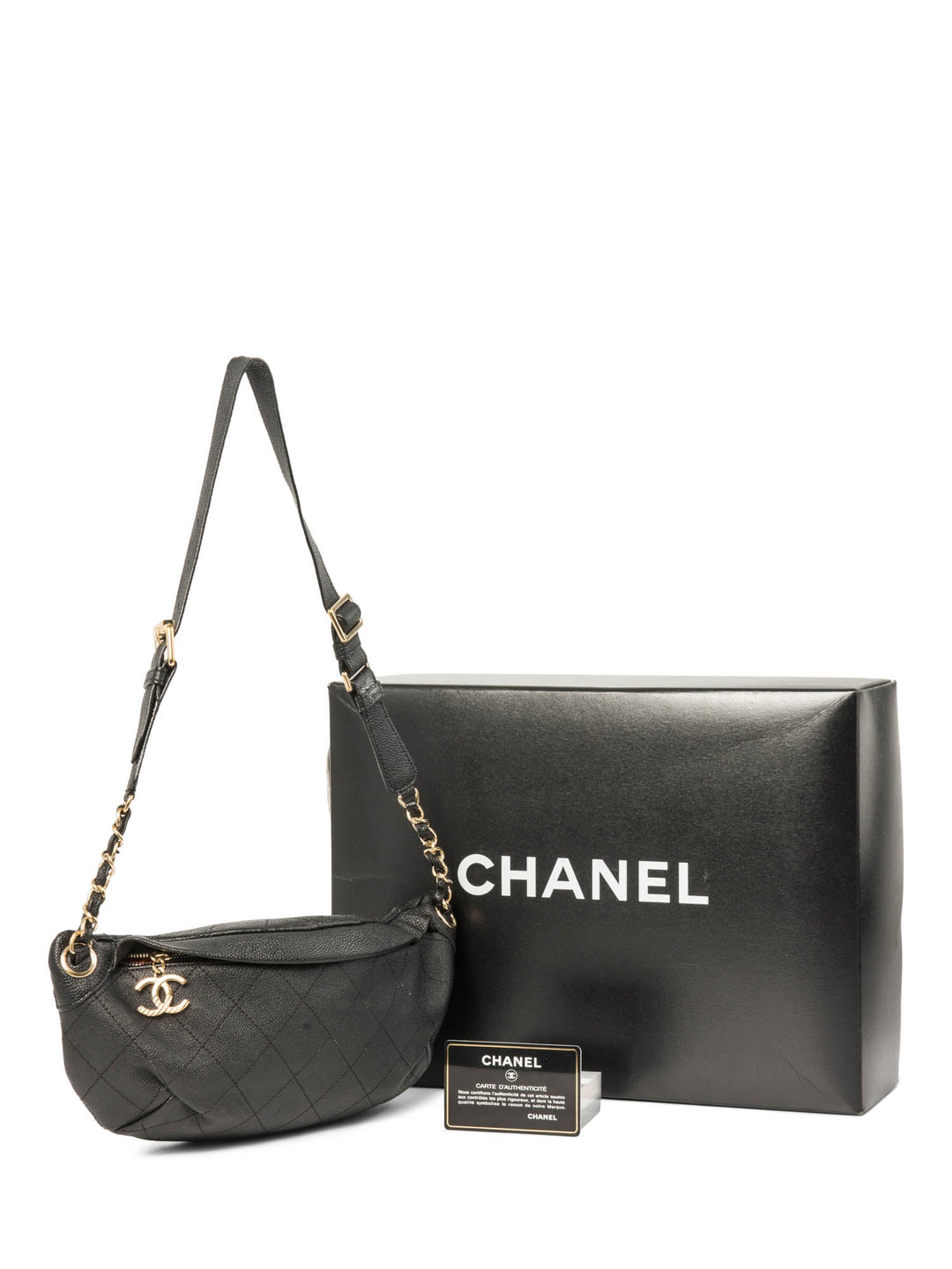Top Quality Chanel CC Logo Caviar Leather Fanny Pack Waist Bag Black