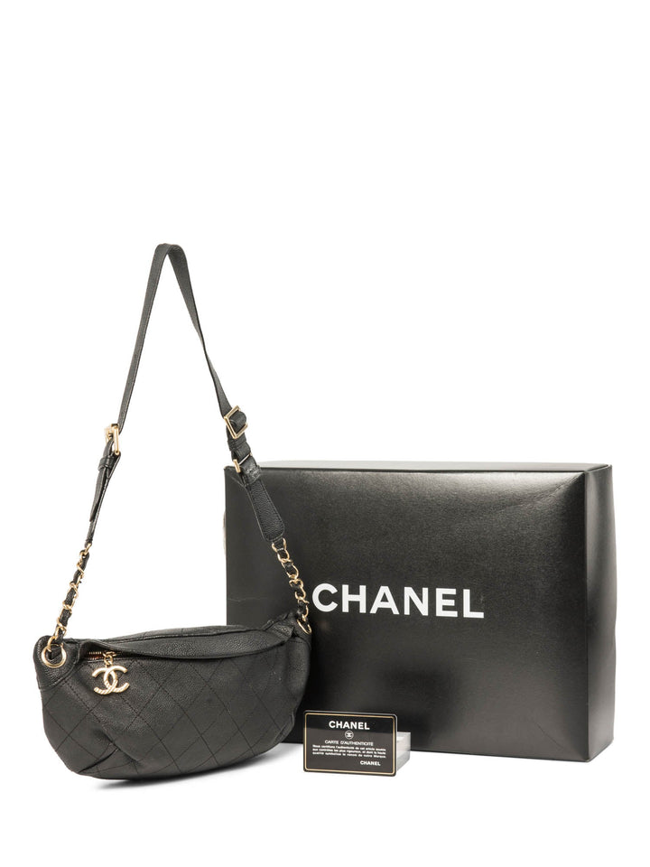 Top Quality Chanel CC Logo Caviar Leather Fanny Pack Waist Bag Black