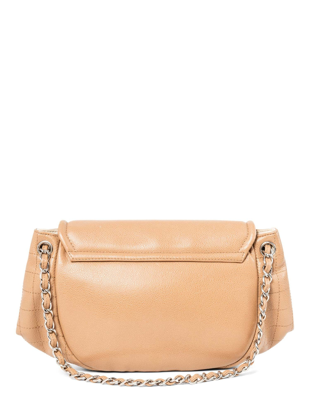 Top Quality Chanel CC Logo Caviar Leather Flap Messenger Bag Beige