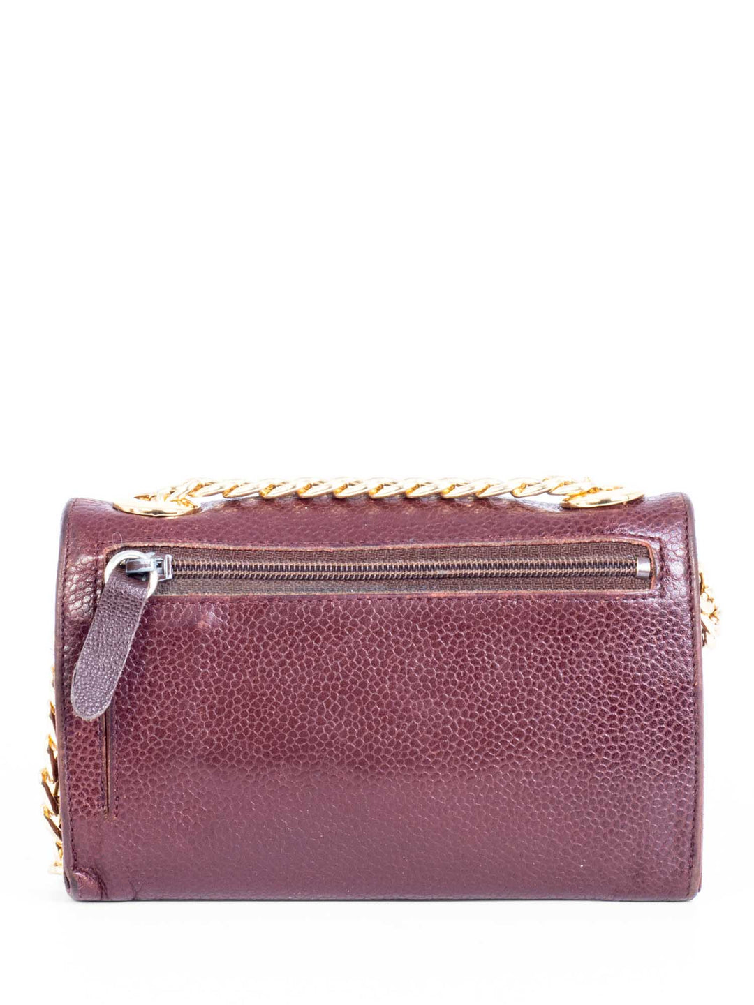 Top Quality Chanel CC Logo Caviar Leather Timeless Mini Wallet On Chain Brown