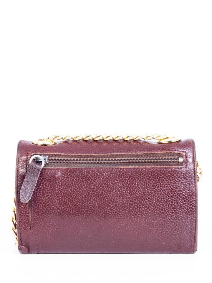 Top Quality Chanel CC Logo Caviar Leather Timeless Mini Wallet On Chain Brown