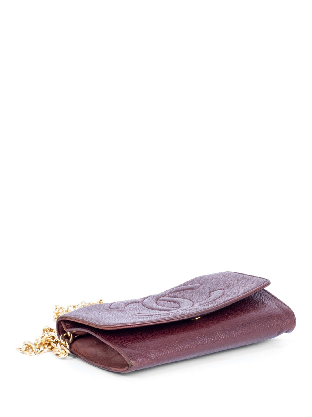 Top Quality Chanel CC Logo Caviar Leather Timeless Mini Wallet On Chain Brown
