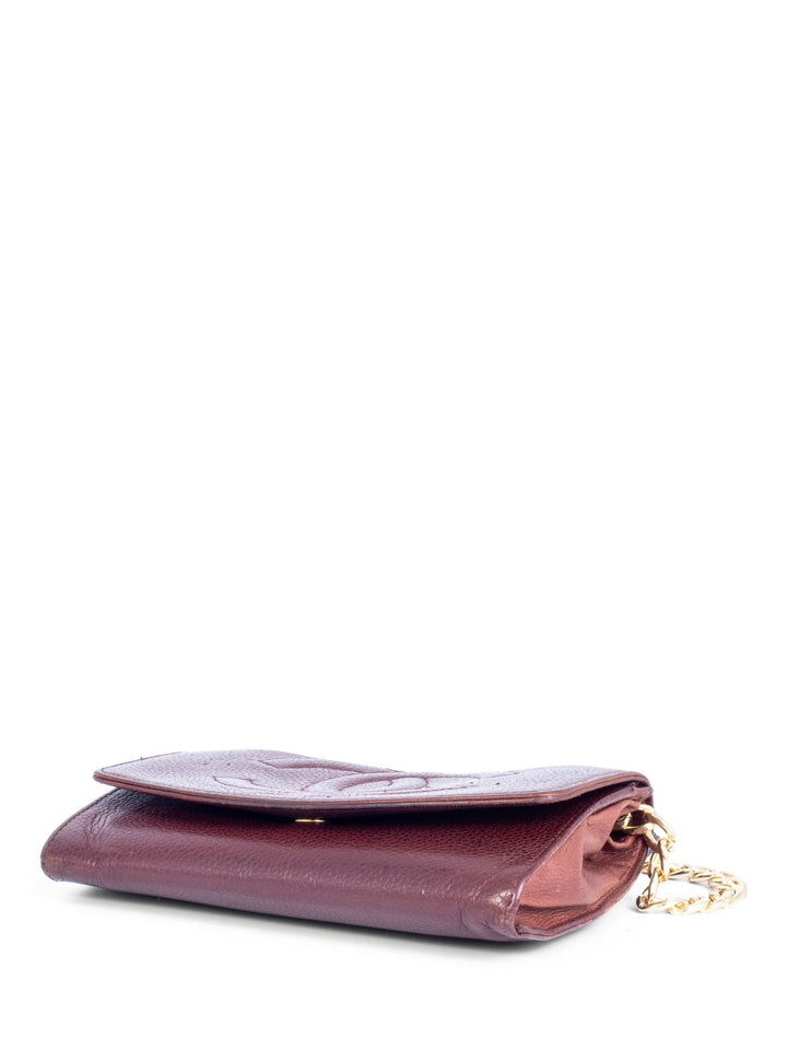 Top Quality Chanel CC Logo Caviar Leather Timeless Mini Wallet On Chain Brown