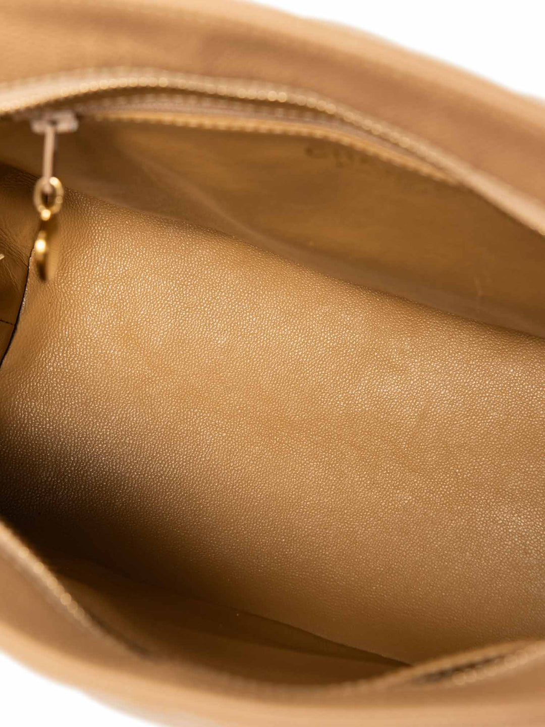 Top Quality Chanel CC Logo Caviar Leather Top Handle Shoulder Bag Beige Gold
