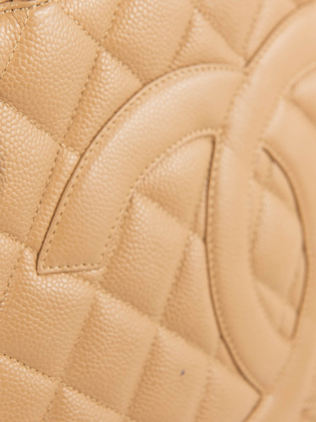 Top Quality Chanel CC Logo Caviar Leather Top Handle Shoulder Bag Beige Gold