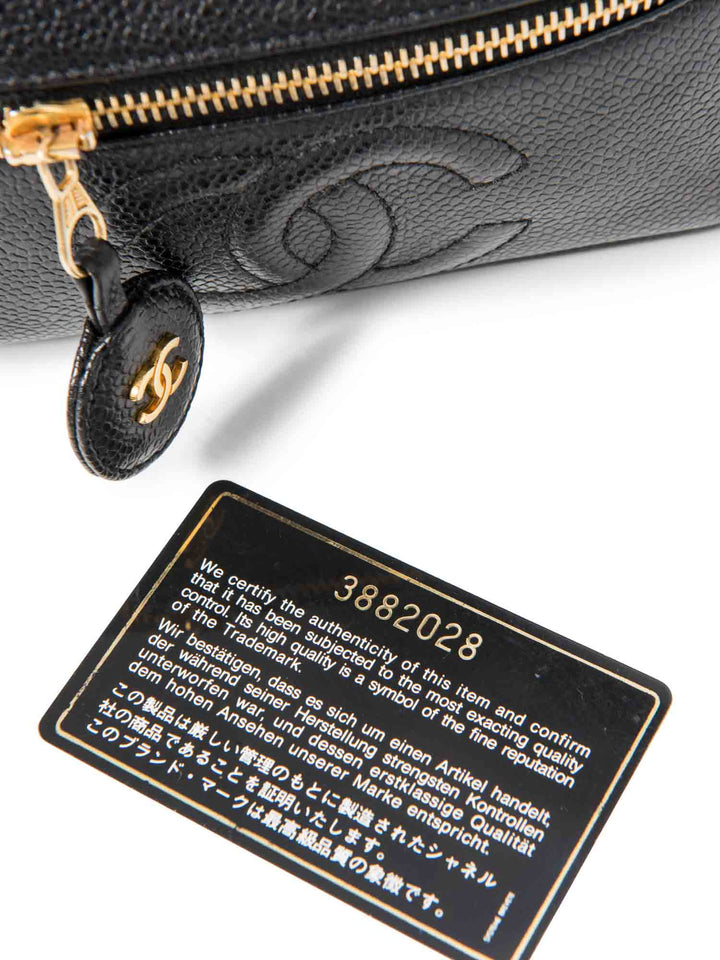 Top Quality Chanel CC Logo Caviar Leather Top Handle Vanity Bag Black