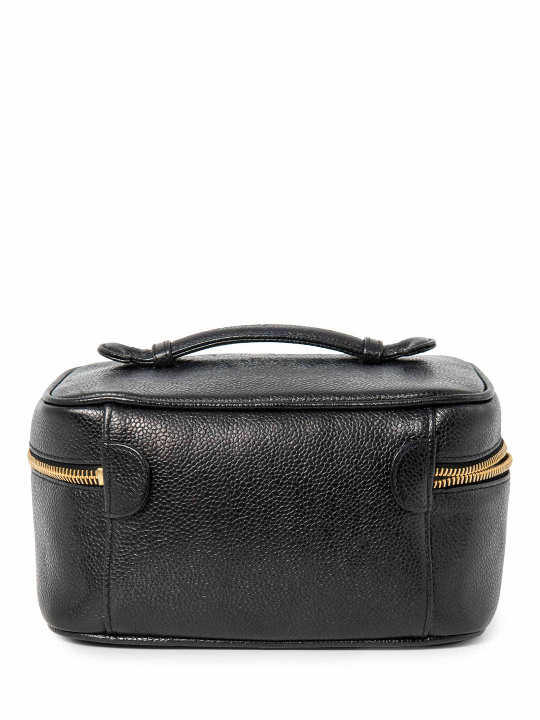 Top Quality Chanel CC Logo Caviar Leather Top Handle Vanity Bag Black