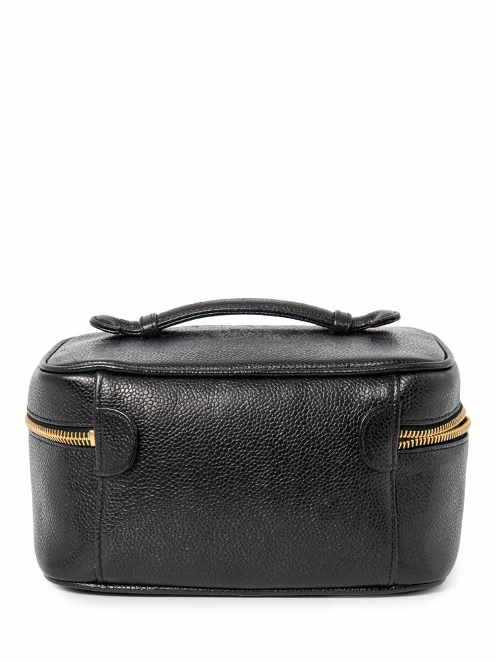 Top Quality Chanel CC Logo Caviar Leather Top Handle Vanity Bag Black