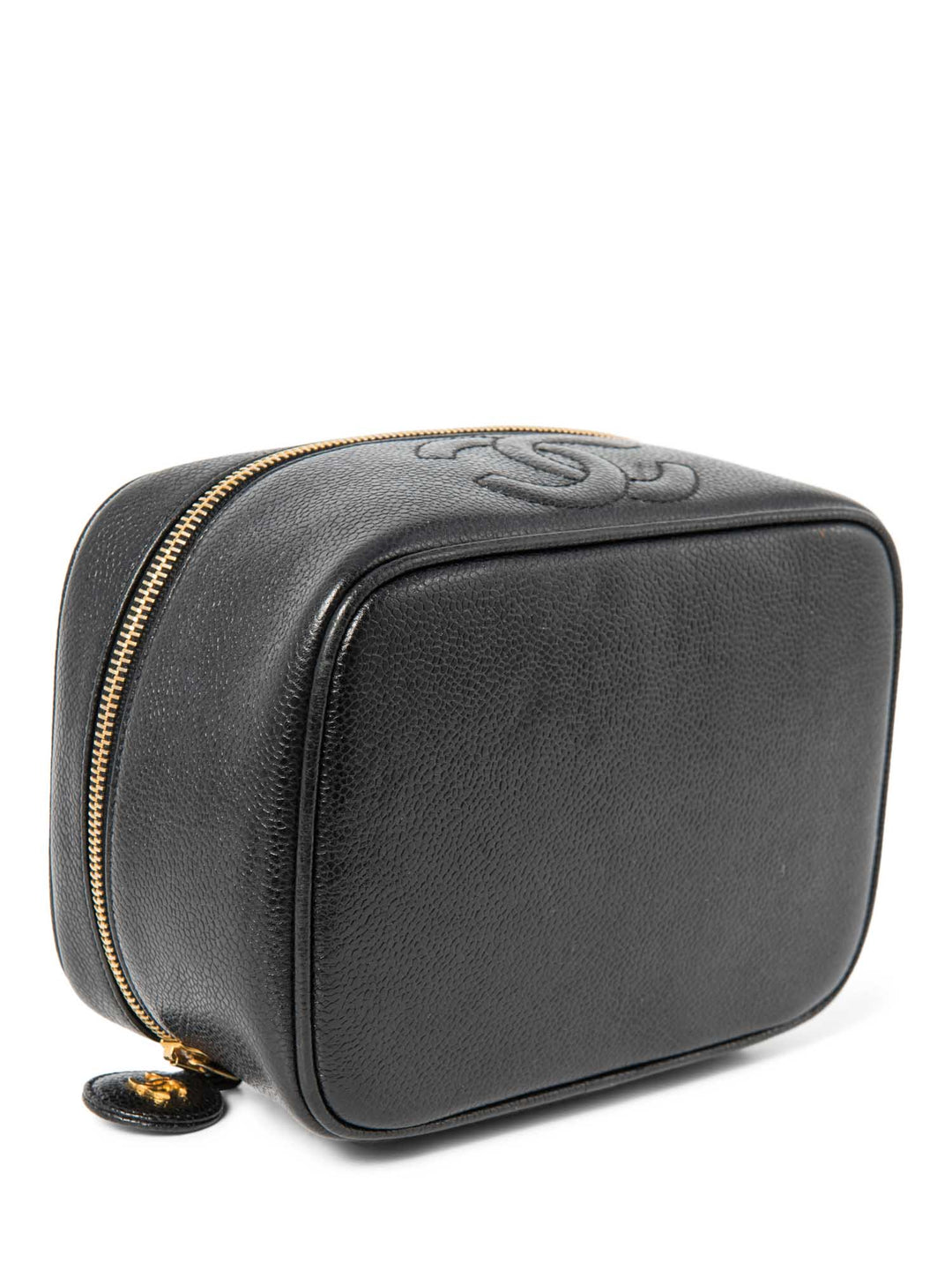 Top Quality Chanel CC Logo Caviar Leather Top Handle Vanity Bag Black