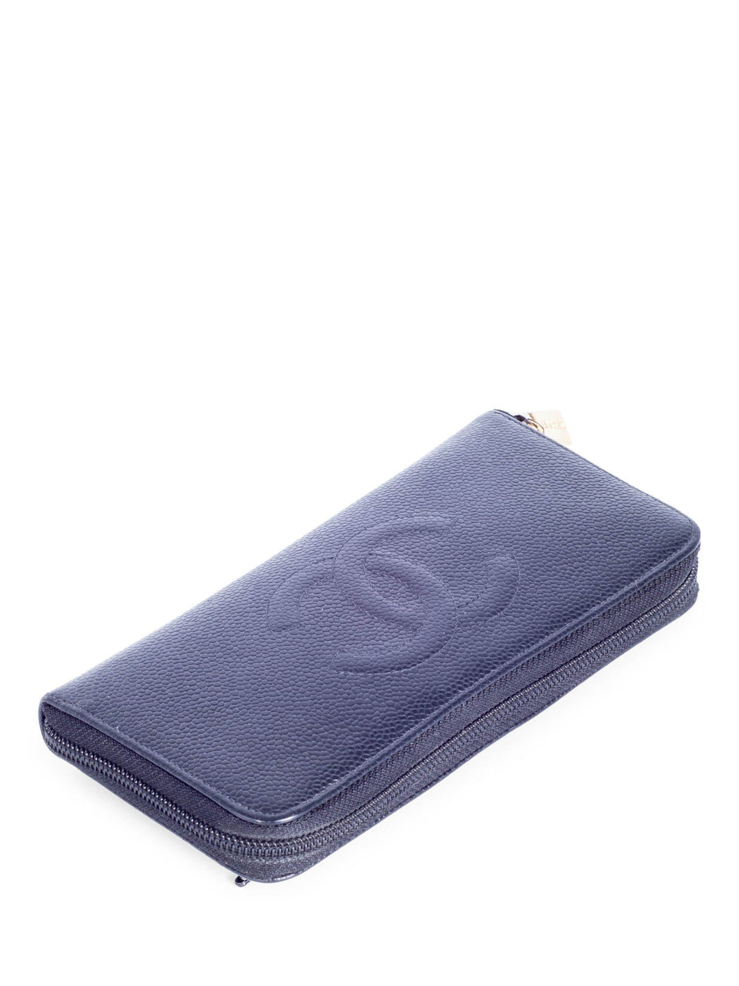 Top Quality Chanel CC Logo Caviar Leather Zipper Wallet Black