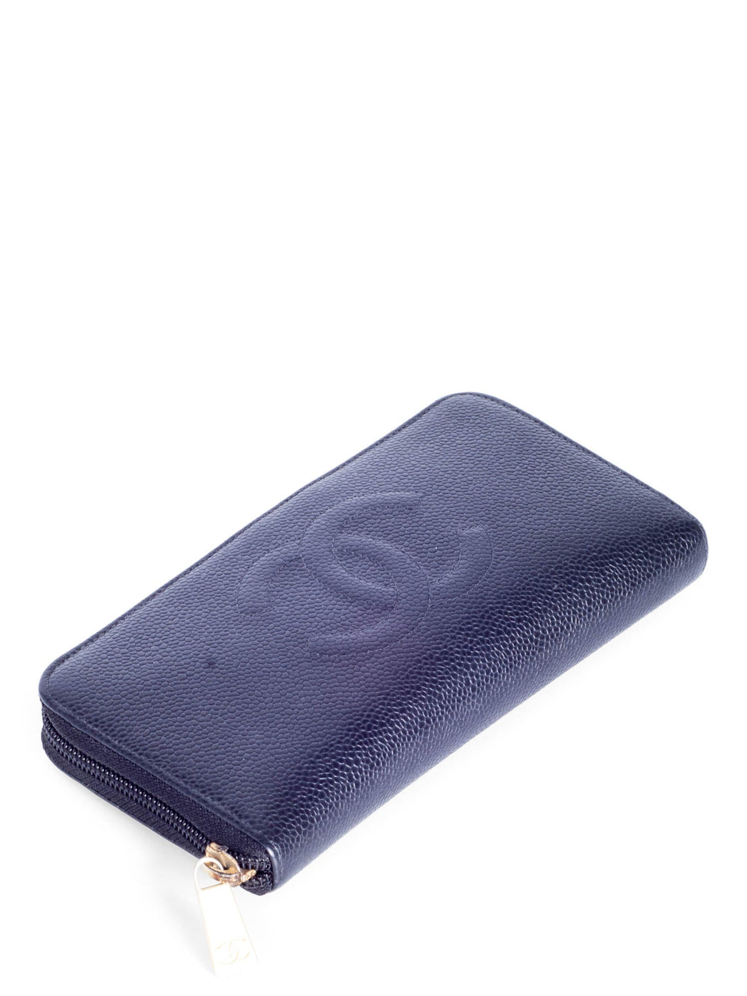 Top Quality Chanel CC Logo Caviar Leather Zipper Wallet Black
