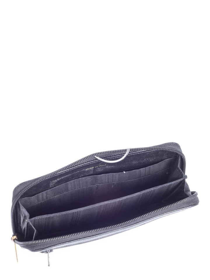 Top Quality Chanel CC Logo Caviar Leather Zipper Wallet Black