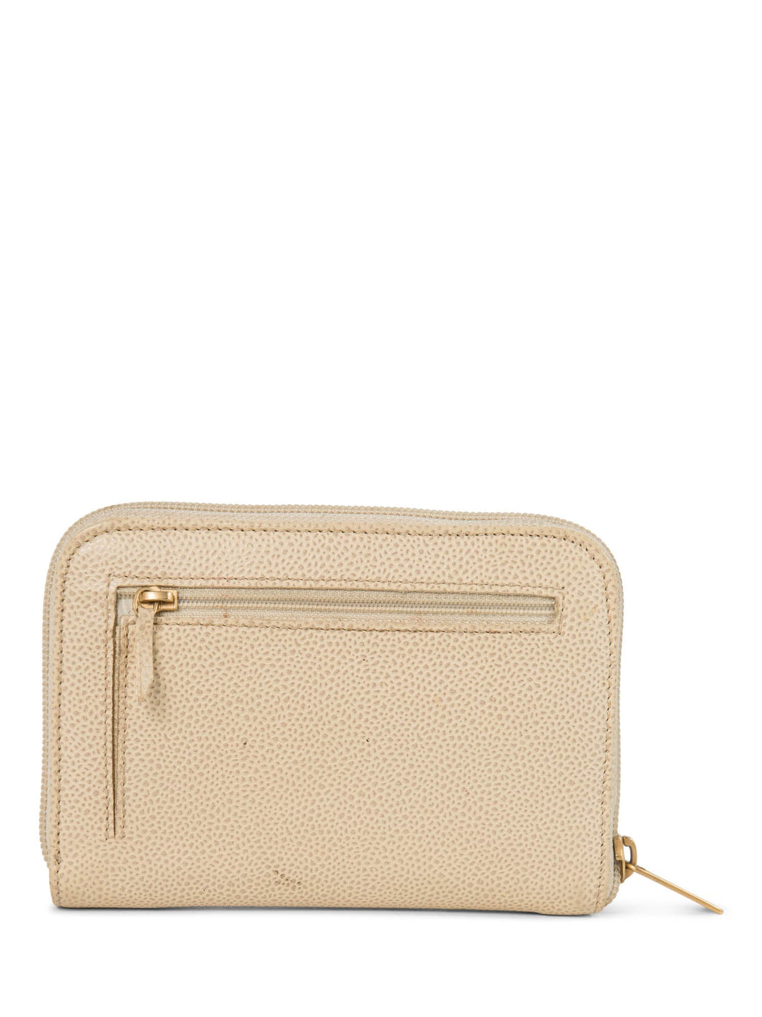 Top Quality Chanel CC Logo Caviar Leather Zippered Wallet Ivory