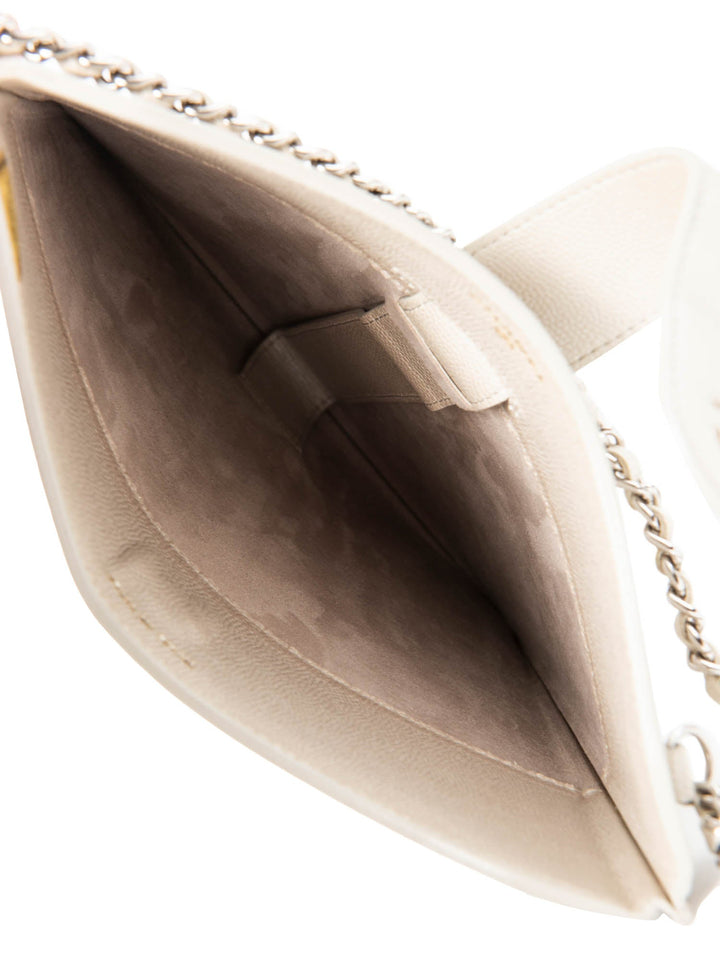 Top Quality Chanel CC Logo Caviar Messenger Bag Pearl Eggshell White