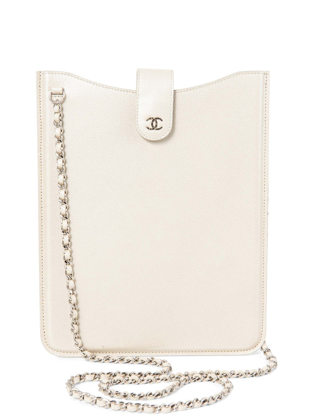Top Quality Chanel CC Logo Caviar Messenger Bag Pearl Eggshell White