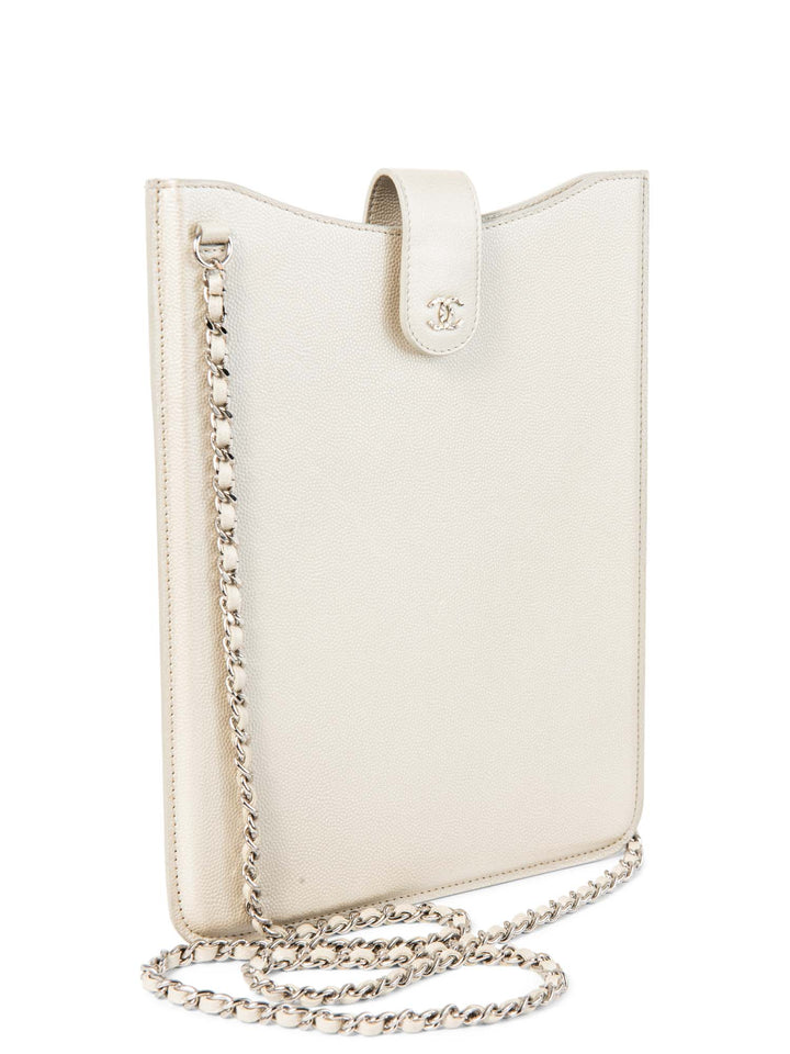 Top Quality Chanel CC Logo Caviar Messenger Bag Pearl Eggshell White