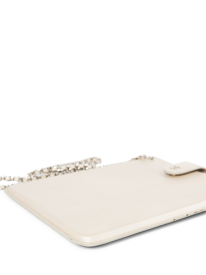 Top Quality Chanel CC Logo Caviar Messenger Bag Pearl Eggshell White