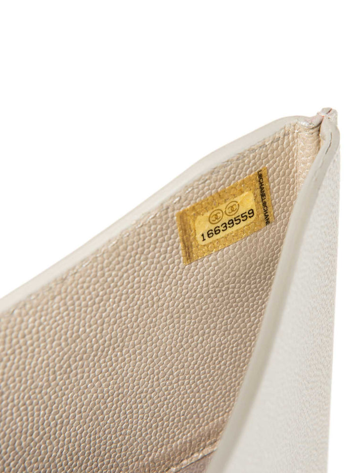 Top Quality Chanel CC Logo Caviar Messenger Bag Pearl Eggshell White